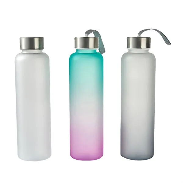 18Oz With Screw-On Lid Water Bottle With lanyard Glass