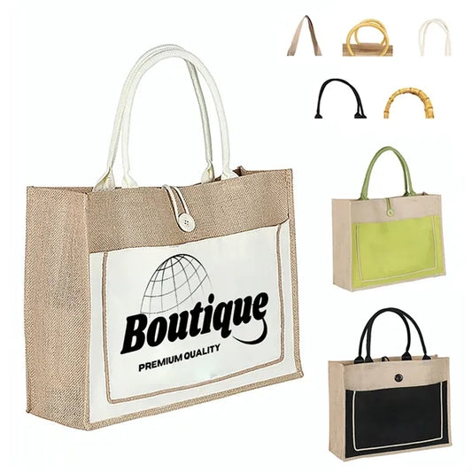 Jute Laminated Purse Gift Shopping Coarse Linen Handbag