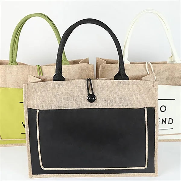 Jute Laminated Purse Gift Shopping Coarse Linen Handbag