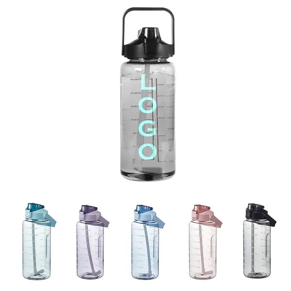 68oz Large Capacity Water Bottles with Straw & Time Marker