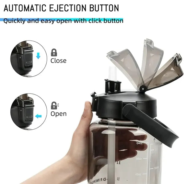 68oz Large Capacity Water Bottles with Straw & Time Marker