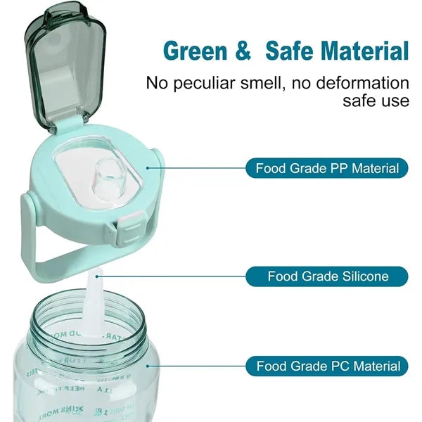 68oz Large Capacity Water Bottles with Straw & Time Marker