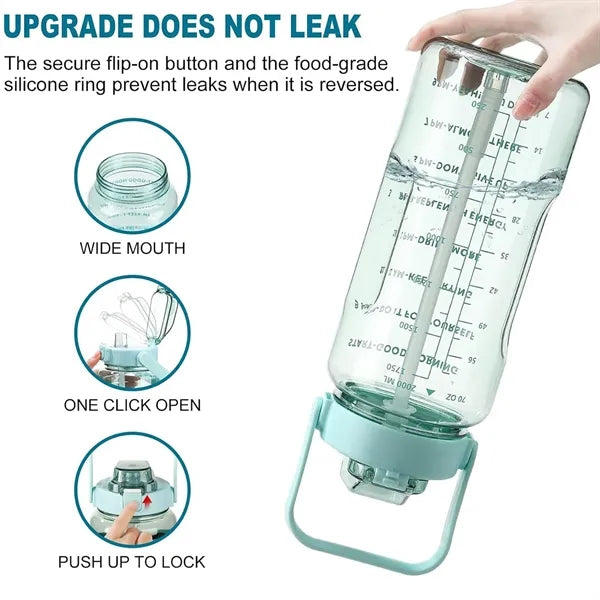 68oz Large Capacity Water Bottles with Straw & Time Marker