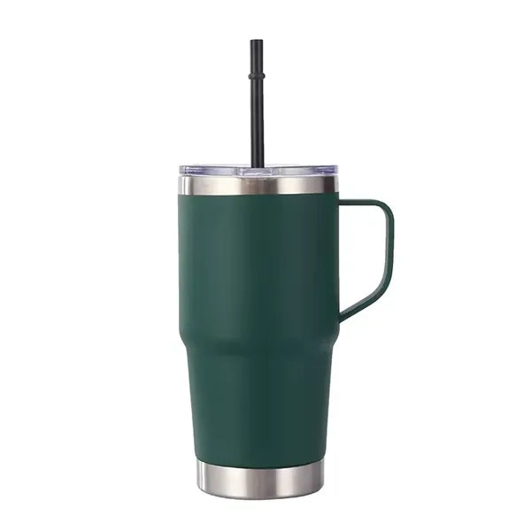 20oz Insulated Stainless Steel Tumbler With handle and straw