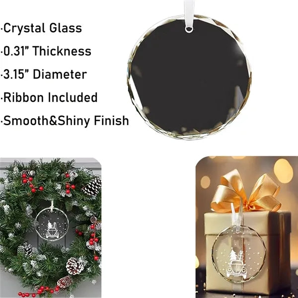 Round Crystal Glass Christmas Hanging Ornament