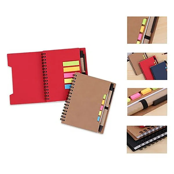 Spiral Notebook With Ball Pen and Sticky