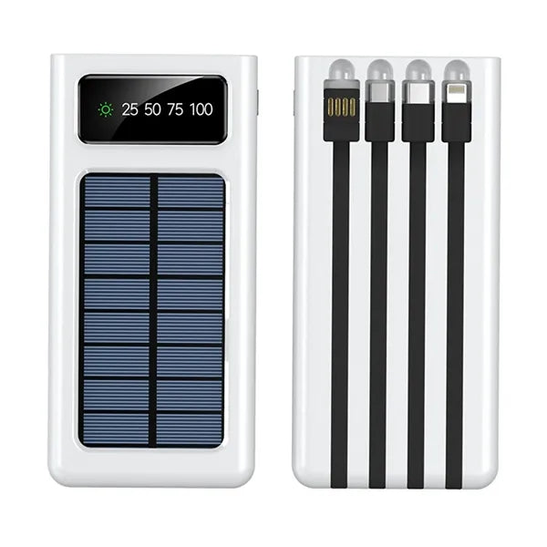 10000 mAh Large Capacity Solar Power Bank Built-in 4 Cables