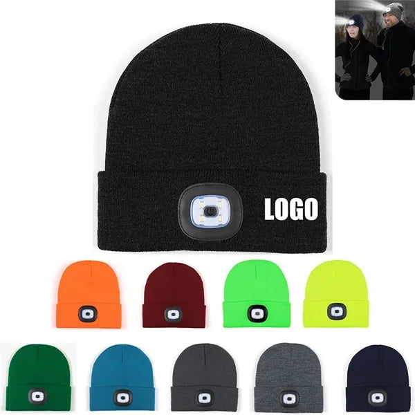 Unisex Knit Beanie W/ USB Rechargeable LED Light