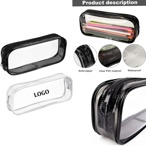 PVC Pencil Bag Zipper Pouch Clear Transparent Waterproof
