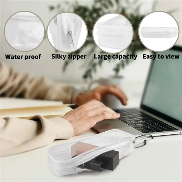 PVC Pencil Bag Zipper Pouch Clear Transparent Waterproof