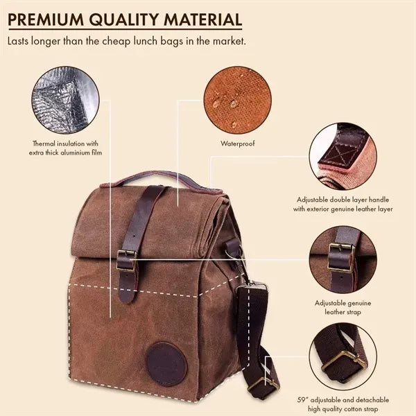 Insulated Waxed Canvas Lunch Bag