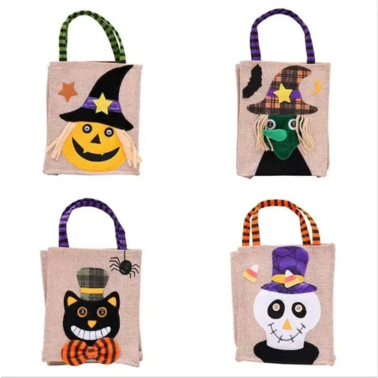 Halloween Burlap Tote Bags