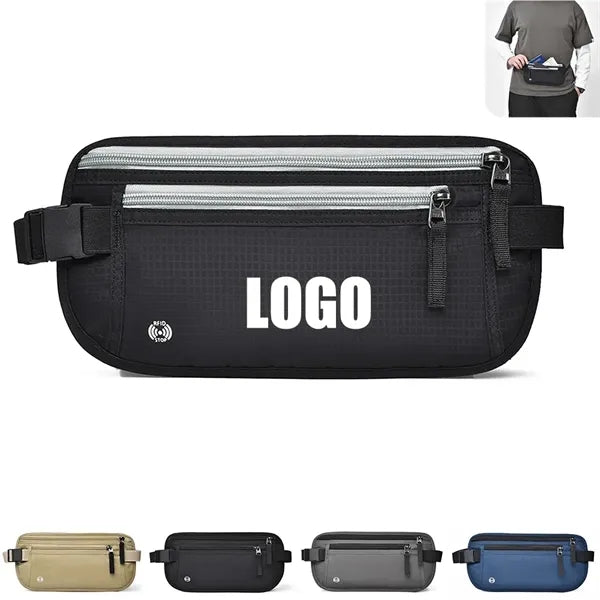 RFID Block Light Travel Waist Fanny Bag W/ Secure Zipper