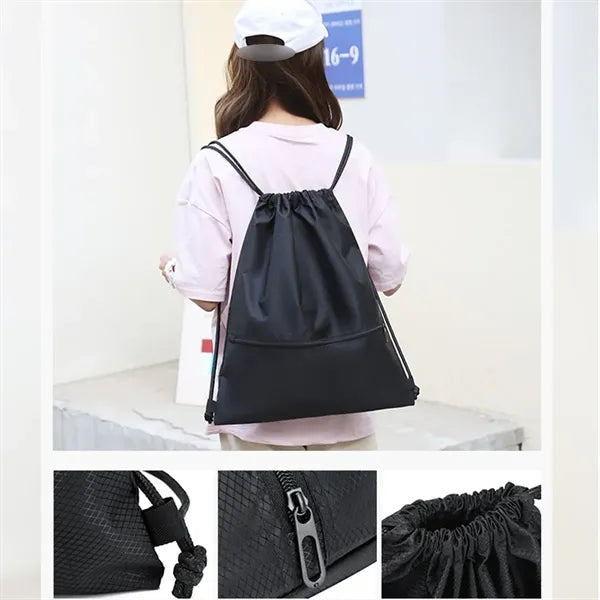 Large capacity portable sports fitness drawstring backpack