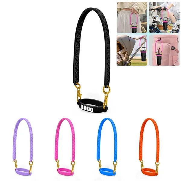 Silicone Cup Carrier Strap For Crossbody Carry W/ Buckle