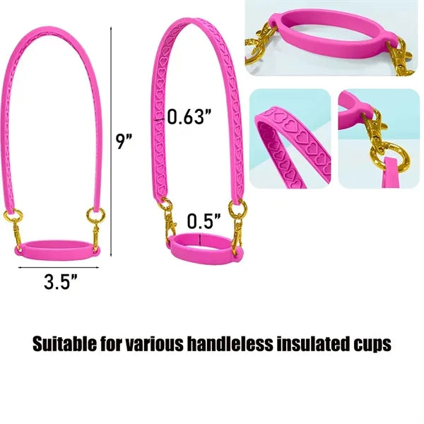 Silicone Cup Carrier Strap For Crossbody Carry W/ Buckle