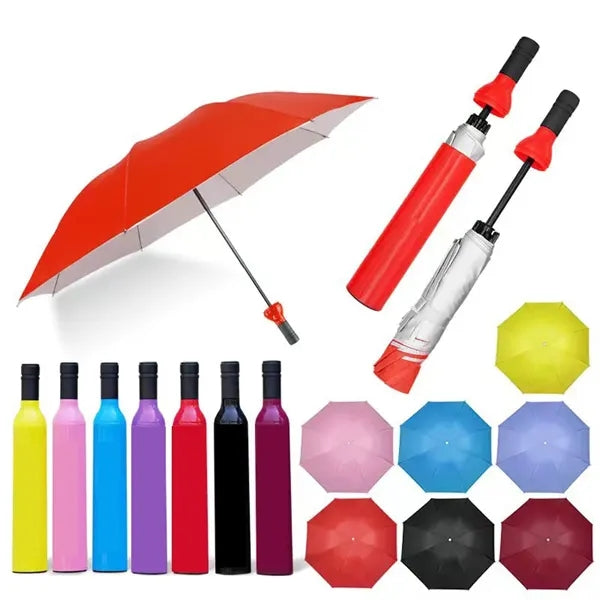 Portable Compact Wine Bottle Shaped Umbrella