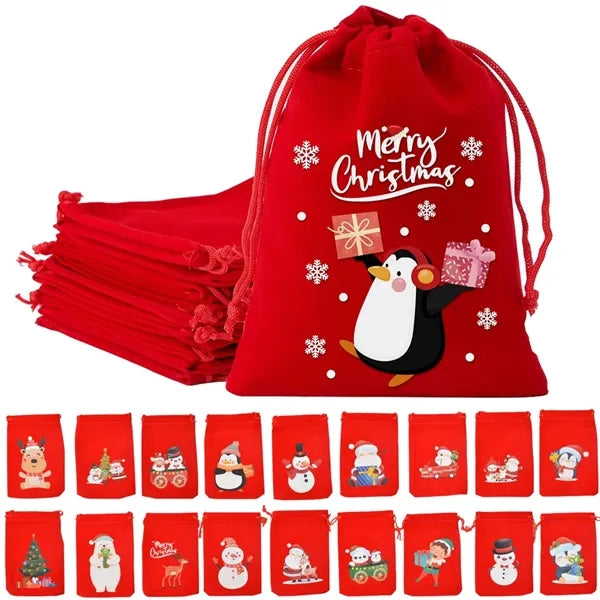Flannel Drawstring Christmas Gift Bag