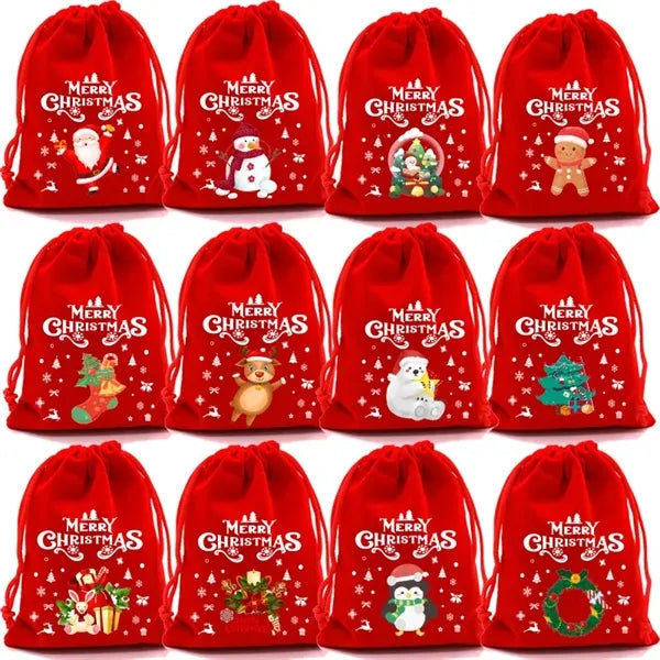 Flannel Drawstring Christmas Gift Bag