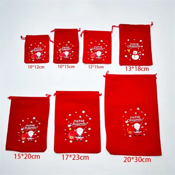 Flannel Drawstring Christmas Gift Bag