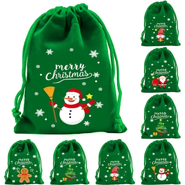Flannel Drawstring Christmas Gift Bag