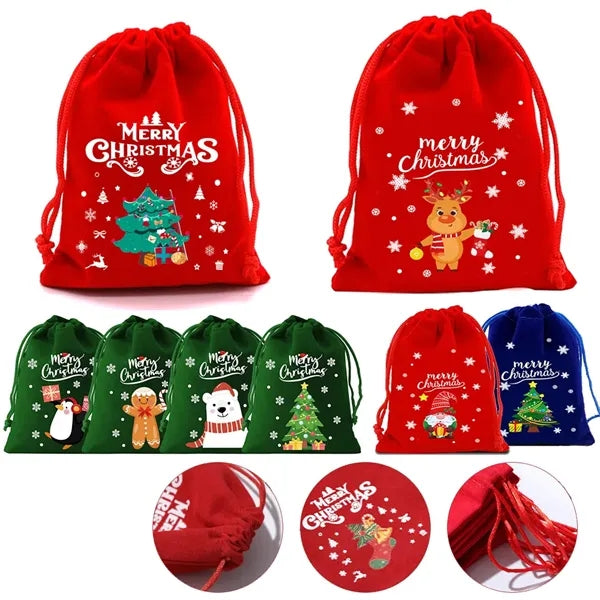 Flannel Drawstring Christmas Gift Bag