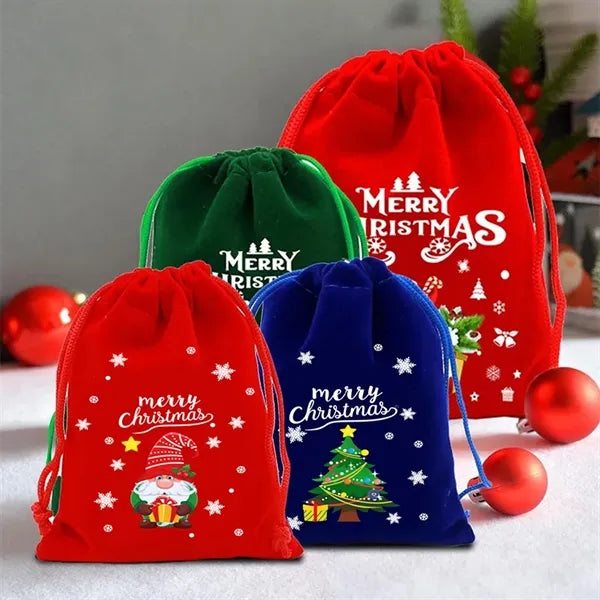 Flannel Drawstring Christmas Gift Bag