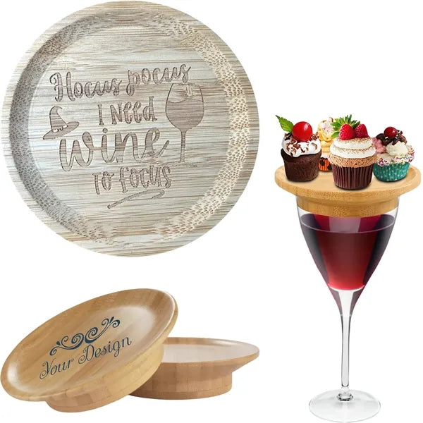3.9" Round Bamboo Wine Glass Cover