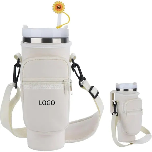Neoprene 40oz Tumbler Carrier Bag With Strap & Pocket