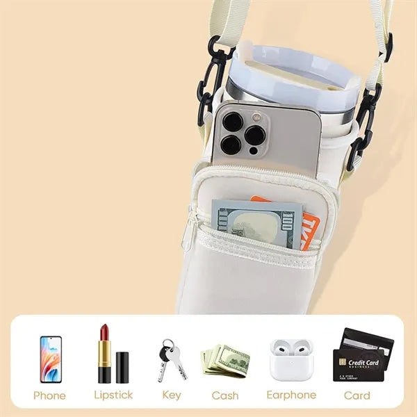 Neoprene 40oz Tumbler Carrier Bag With Strap & Pocket