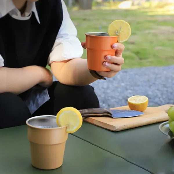 Practical portable outdoor camping stainless steel cup