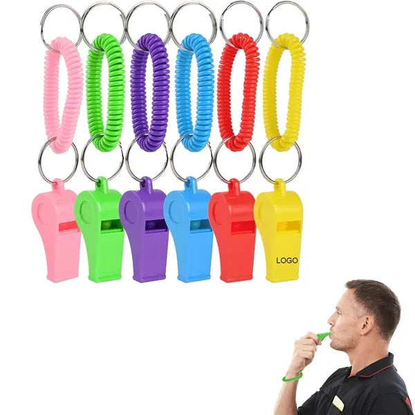 Plastic Sport Whistle with Stretchable Coil Wrist