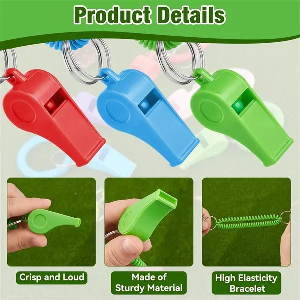 Plastic Sport Whistle with Stretchable Coil Wrist