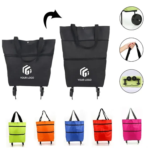 Portable foldable groceries shopping cart bag with wheels