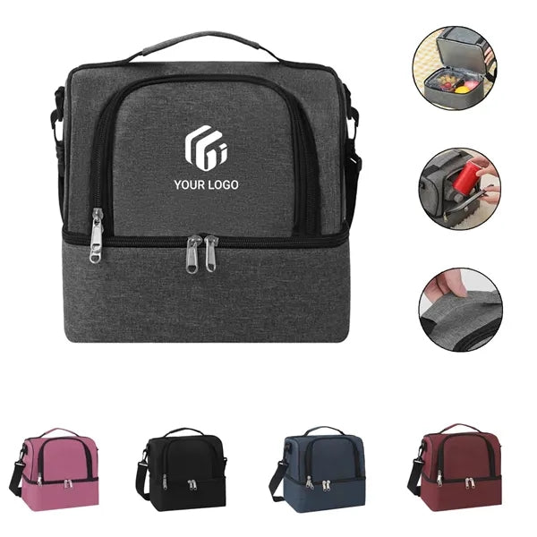 Large capacity double picnic insulated cooler lunch bag