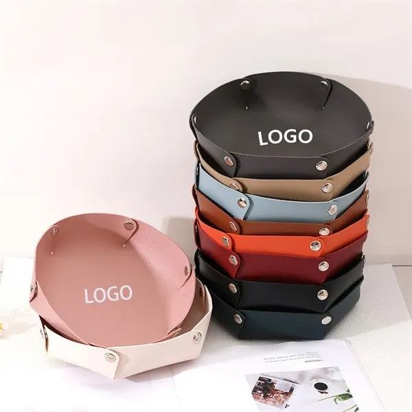 PU Leather Tray Desktop Storage Small Catchall Organizer
