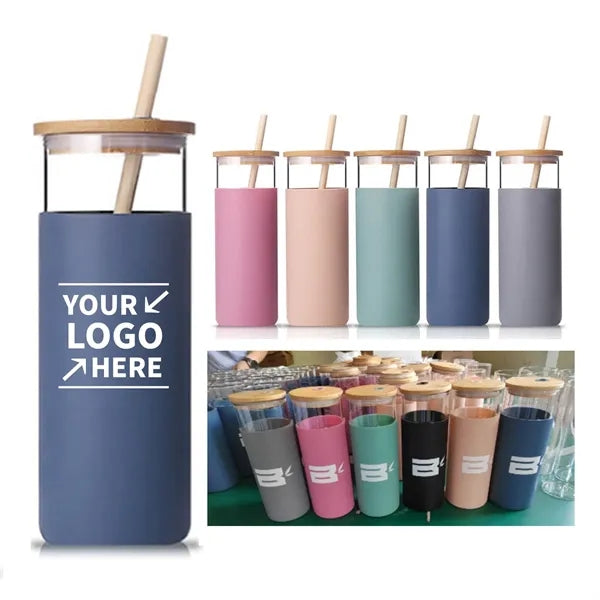 16oz Glass Cup with Silicone Sleeve