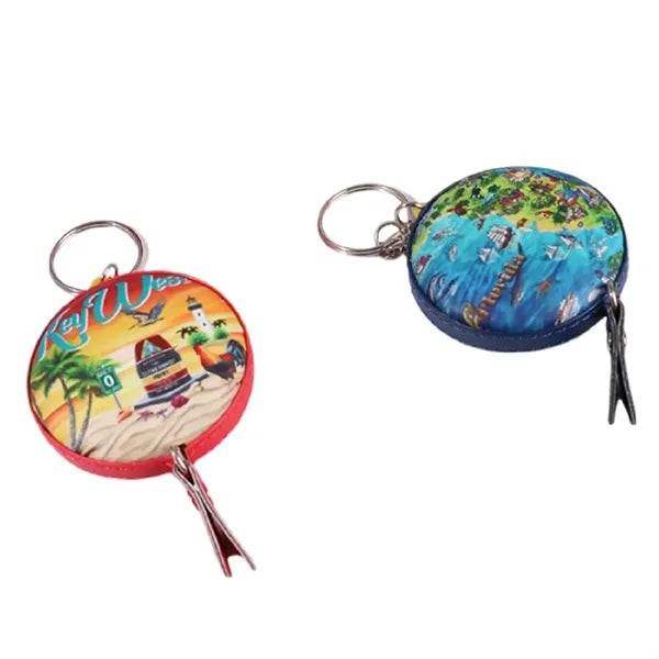 Round Leather Tape Measure Keychain, 60 inches