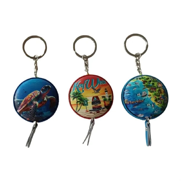 Round Leather Tape Measure Keychain, 60 inches