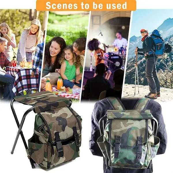 Folding Stool Backpack Insulated Cooler Bag