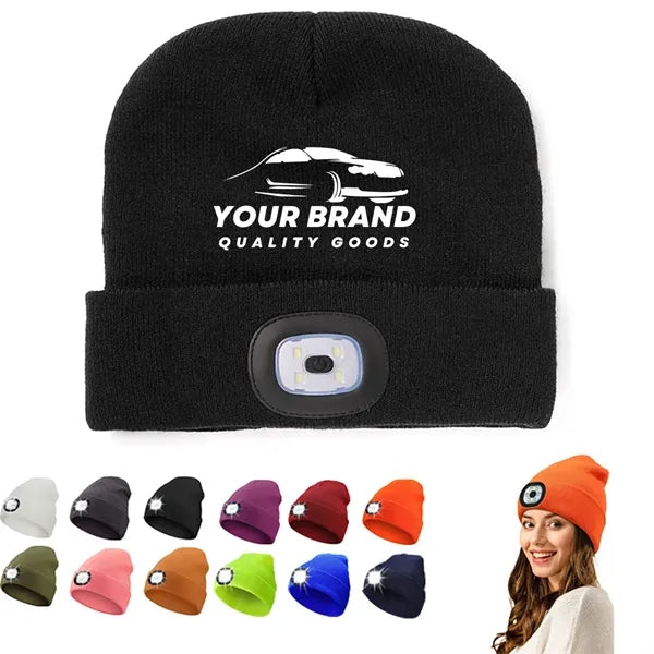 Unisex LED Beanie with Light Hands Free Headlamp Hats