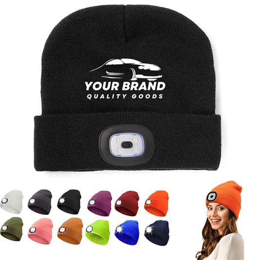 Unisex LED Beanie with Light Hands Free Headlamp Hats