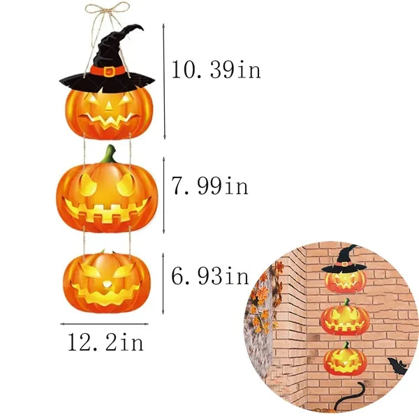 Halloween Wooden Decoration Hanging Pumpkin Bat