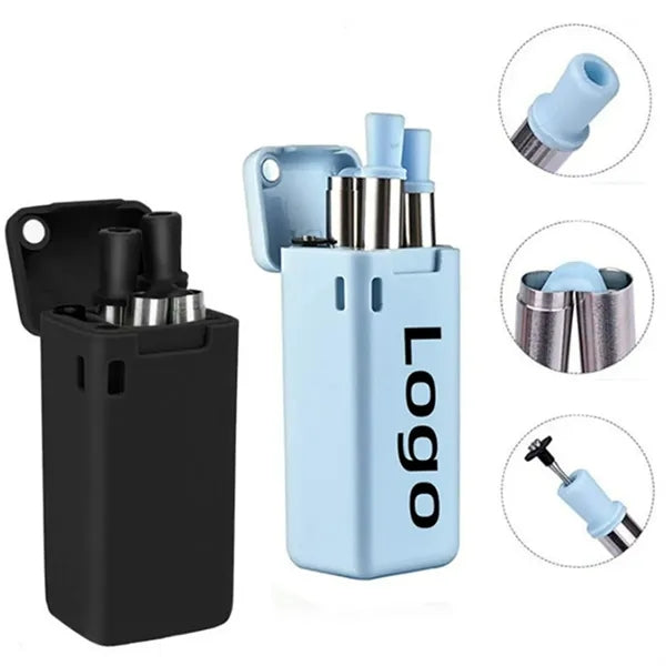 Silicone Foldable Portable Straws with Case