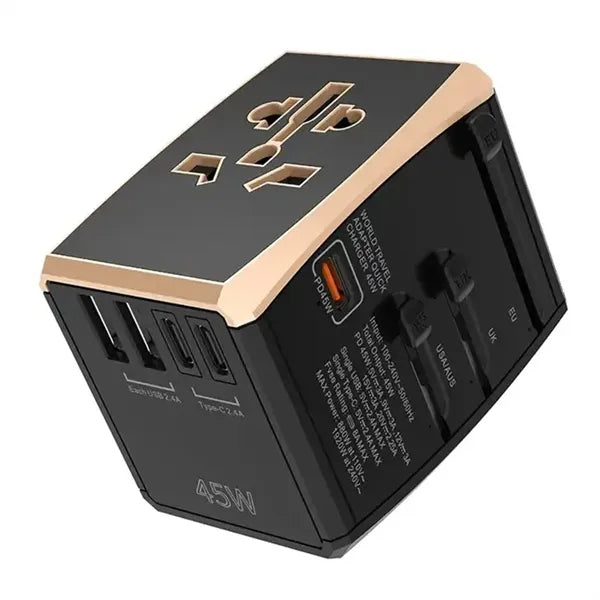 Worldwide Travel Plug Adapter AC Outlet Gan 45W 3 Type C
