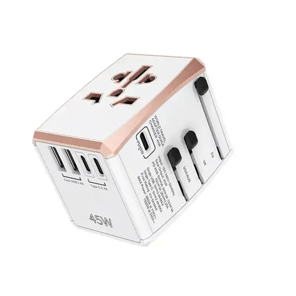 Worldwide Travel Plug Adapter AC Outlet Gan 45W 3 Type C