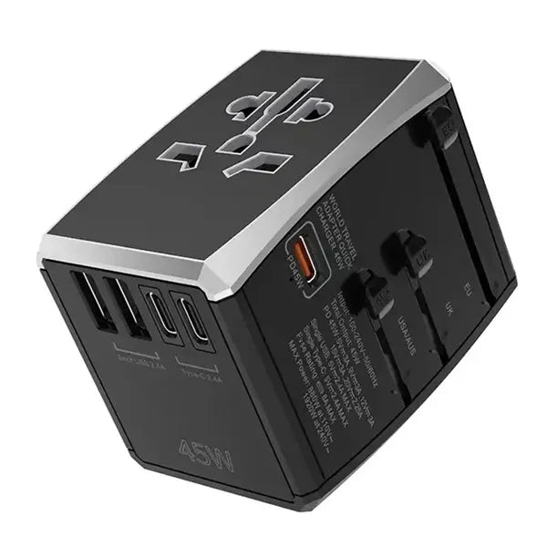 Worldwide Travel Plug Adapter AC Outlet Gan 45W 3 Type C