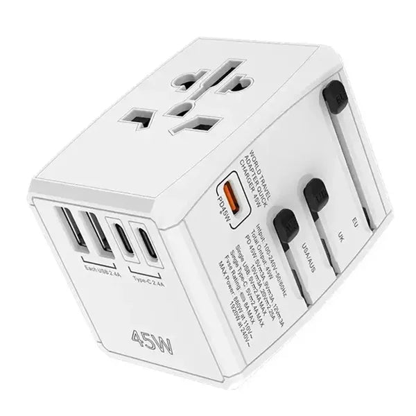 Worldwide Travel Plug Adapter AC Outlet Gan 45W 3 Type C