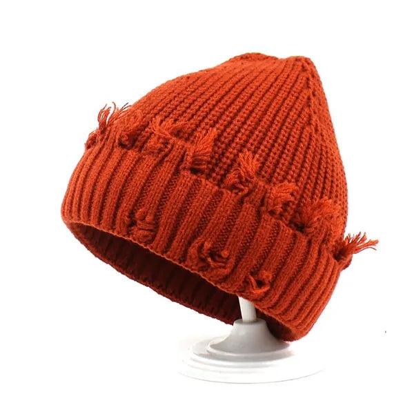 Unisex Winter Warm Knit Dilapidated Hole Beanie