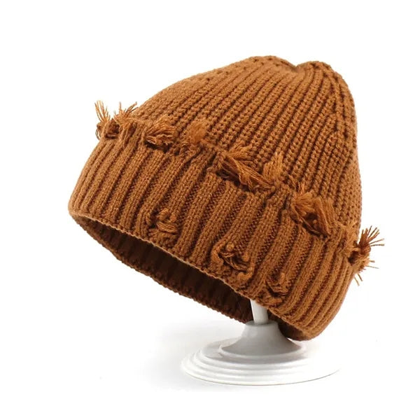 Unisex Winter Warm Knit Dilapidated Hole Beanie
